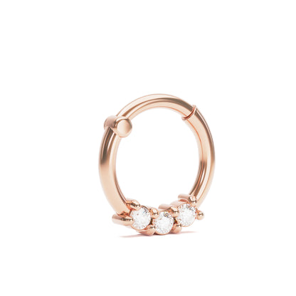 Solid Gold Diamond Clicker Hoop