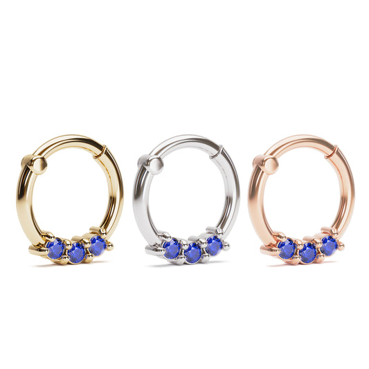 Solid Gold Tanzanite Clicker Hoop