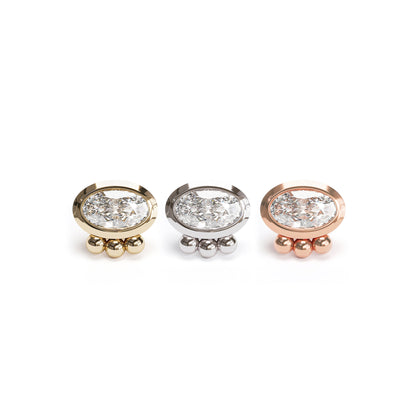 14K Gold Oval-Cut Diamond Beaded Threadless End