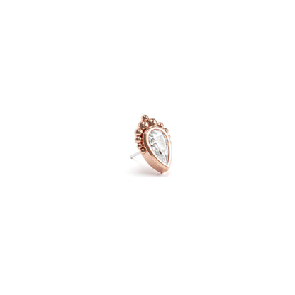 14K Gold Pear-Cut Diamond Beaded Threadless End
