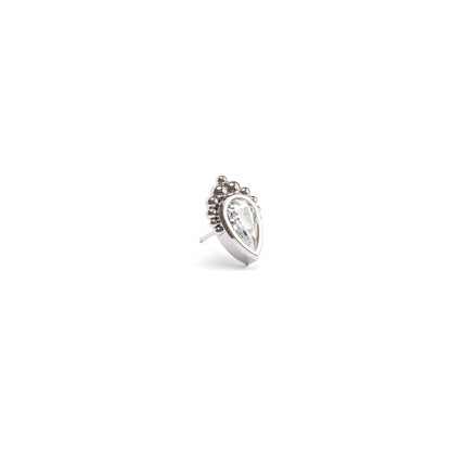14K Gold Pear-Cut Diamond Beaded Threadless End