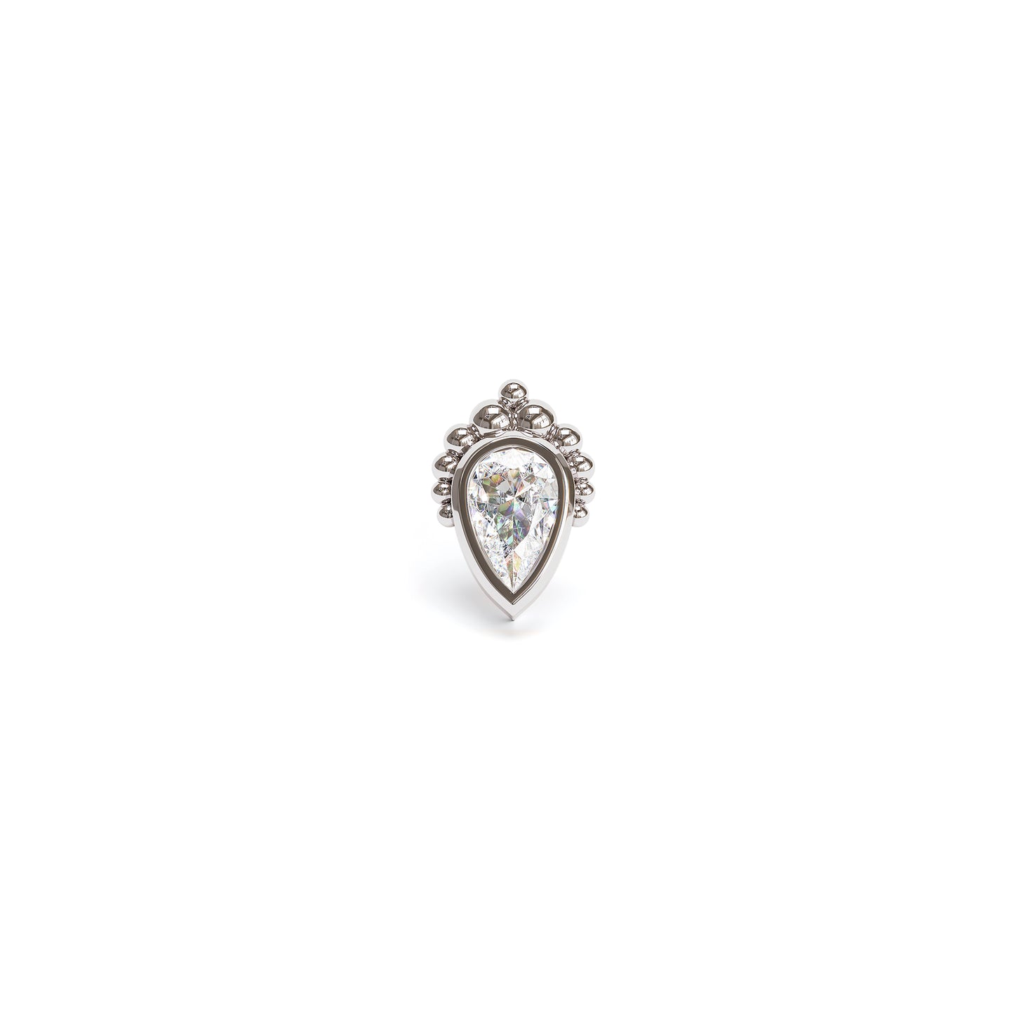 14K Gold Pear-Cut Diamond Beaded Threadless End