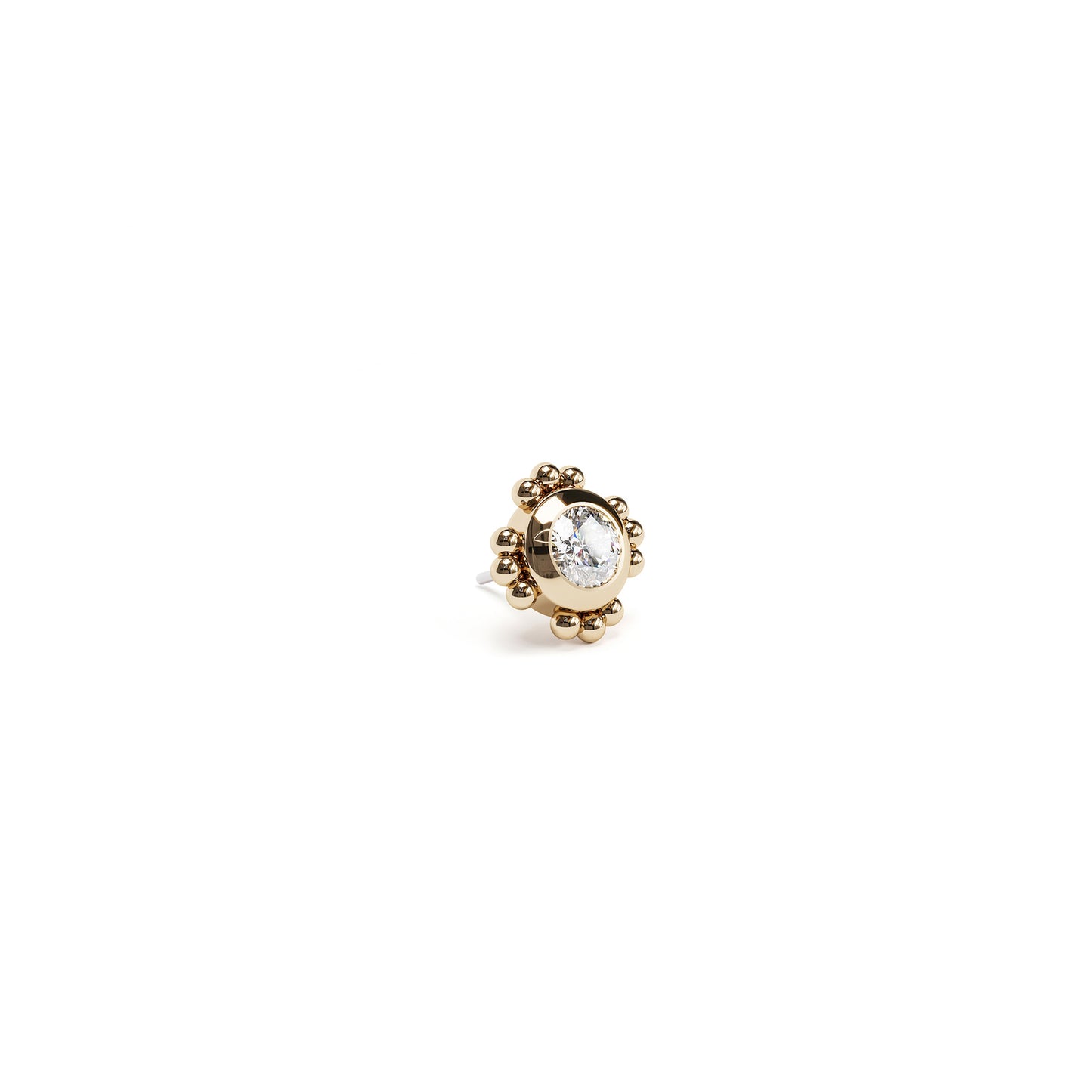14K Gold 3mm Diamond Beaded Threadless End