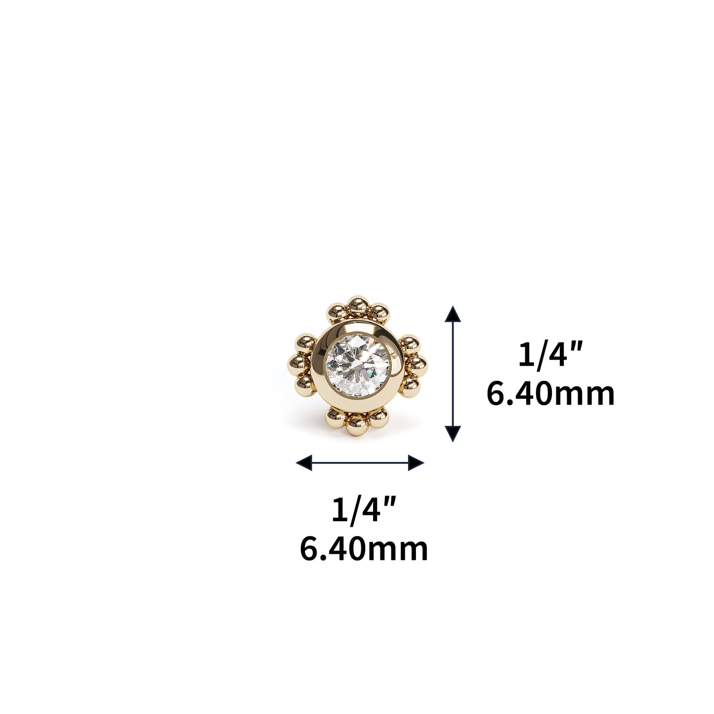 14K Gold 3mm Diamond Beaded Threadless End
