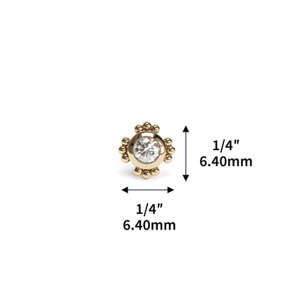 14K Gold 3mm Diamond Beaded Threadless End