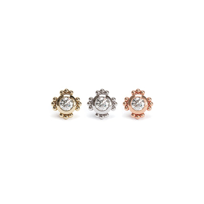 14K Gold 3mm Diamond Beaded Threadless End