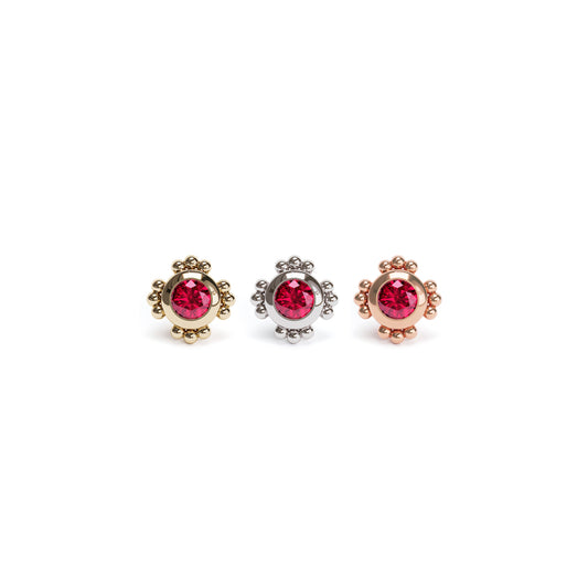 14K Gold Ruby Beaded Threadless End