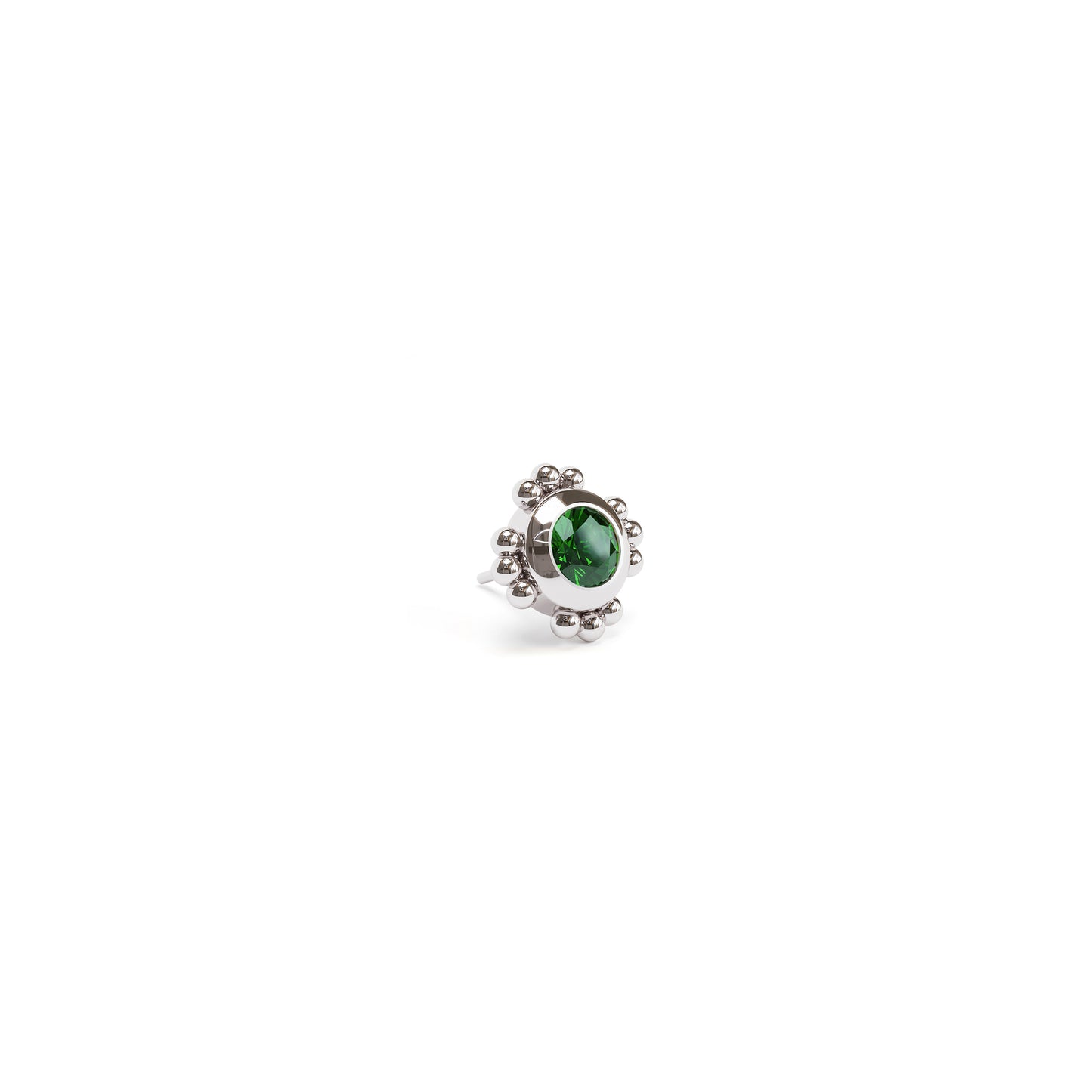 14K Gold 3mm Emerald Beaded Threadless End