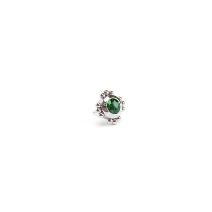 14K Gold 3mm Emerald Beaded Threadless End