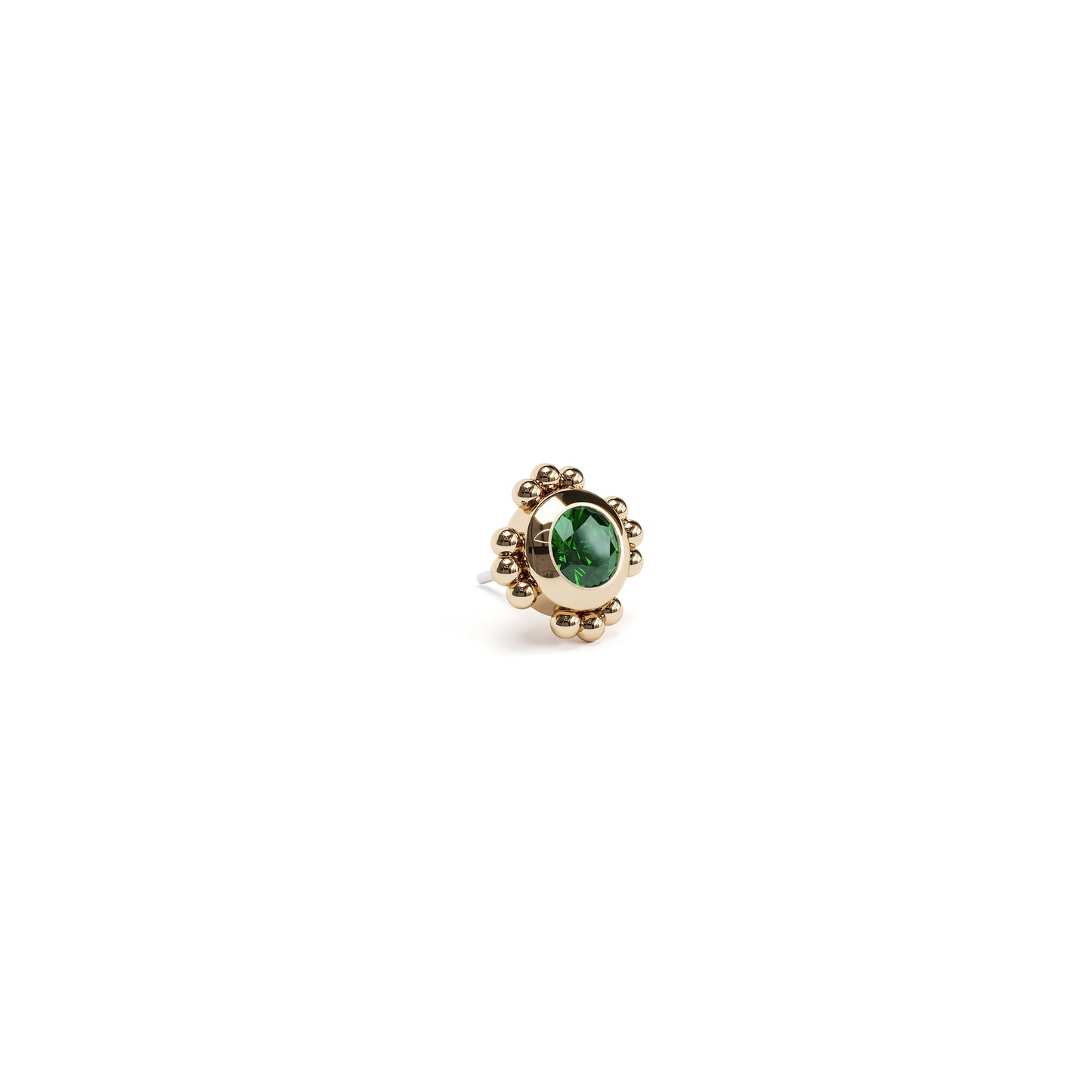 14K Gold 3mm Emerald Beaded Threadless End