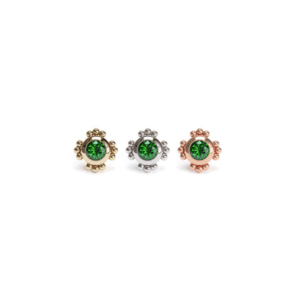 14K Gold Emerald Beaded Threadless End