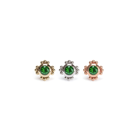 14K Gold Emerald Beaded Threadless End