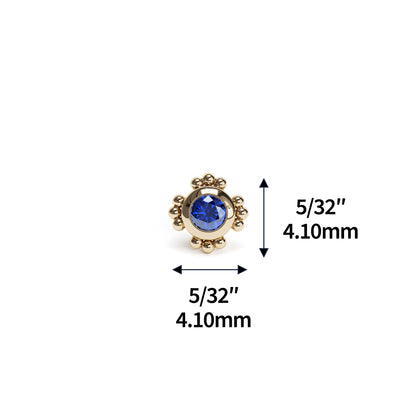 14K Gold Sapphire Beaded Threadless End