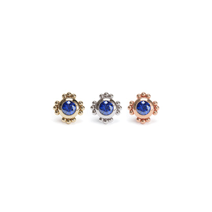 14K Gold Sapphire Beaded Threadless End