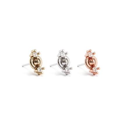 14K Gold Double Diamond Threadless End