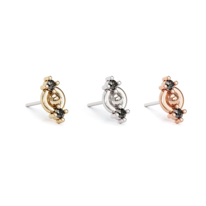 14K Gold Double Black Diamond Threadless End