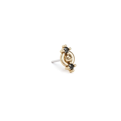 14K Gold Double Black Diamond Threadless End