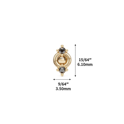 14K Gold Double Black Diamond Threadless End