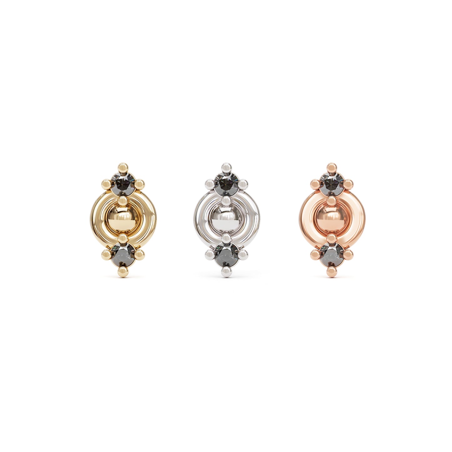 14K Gold Double Black Diamond Threadless End