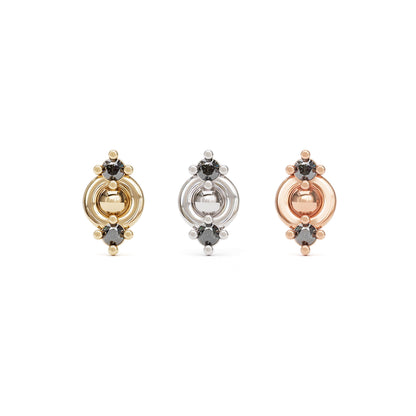 14K Gold Double Black Diamond Threadless End