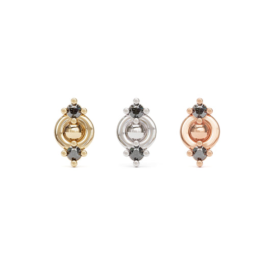 14K Gold Double Black Diamond Threadless End