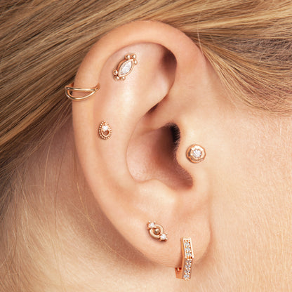 14K Gold Marquise Diamond Beaded Threadless End