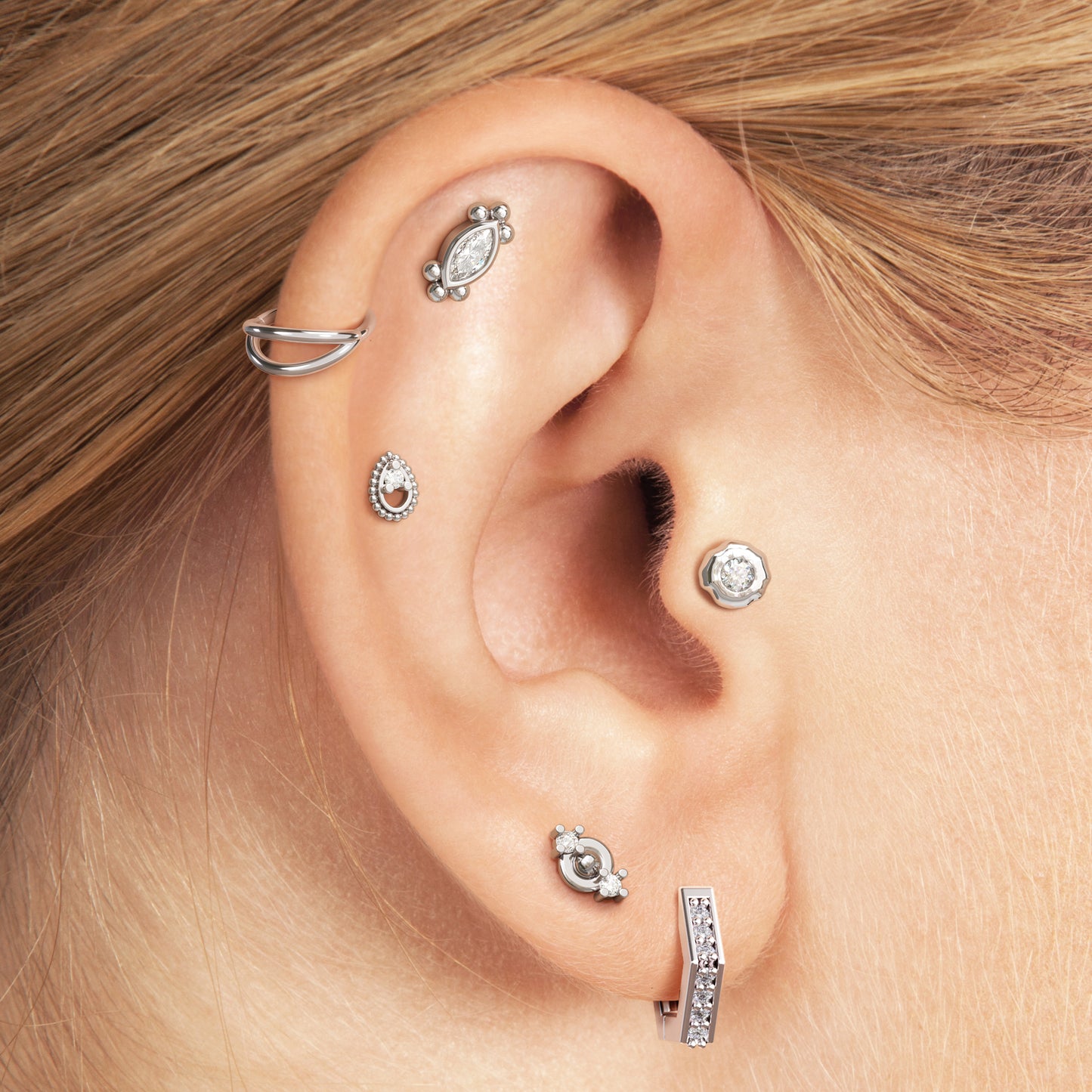 14K Gold Double Diamond Threadless End