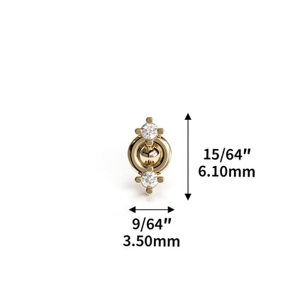 14K Gold Double Diamond Threadless End