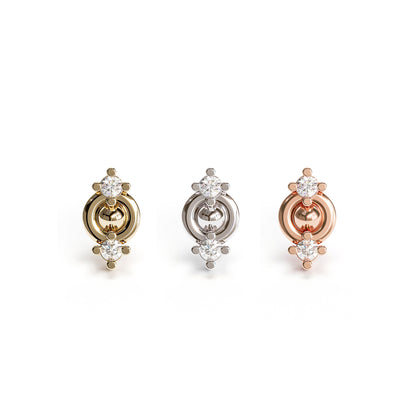 14K Gold Double Diamond Threadless End