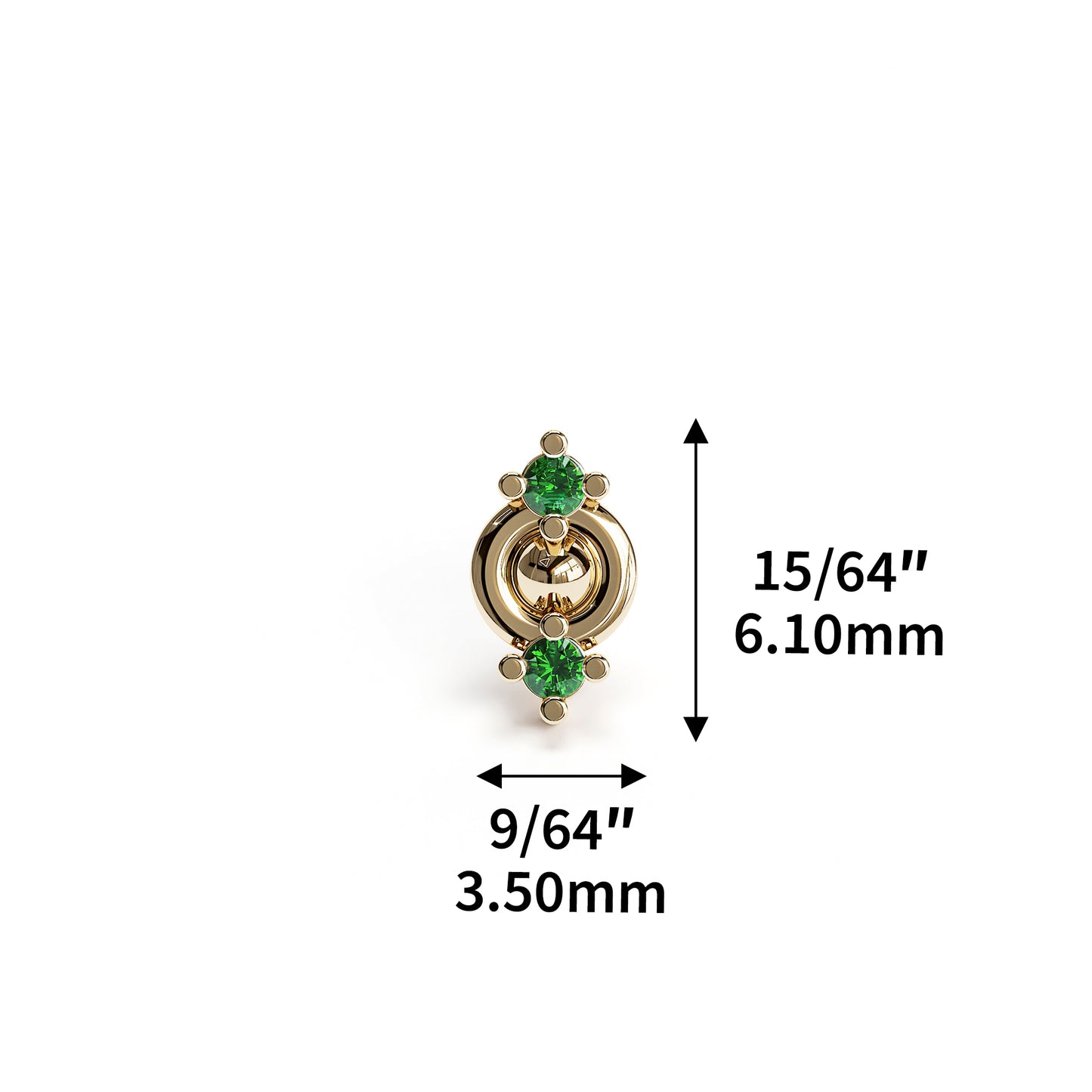14K Gold Double Emerald Threadless End