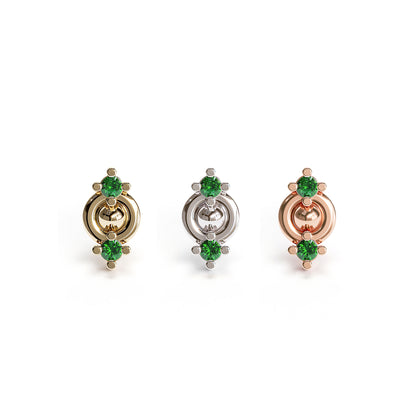 14K Gold Double Emerald Threadless End