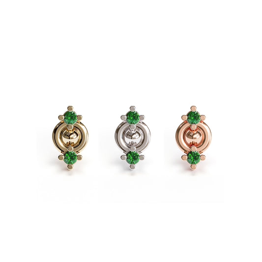 14K Gold Double Emerald Threadless End