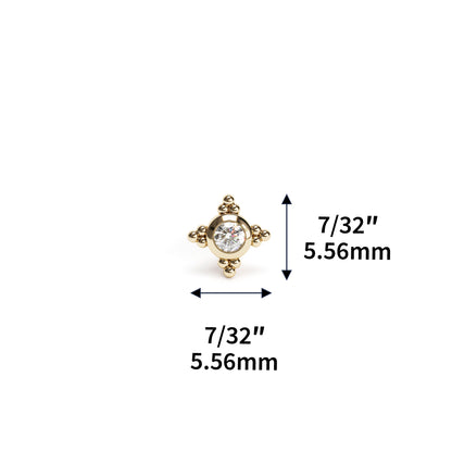 Tiny 14K Gold Diamond Beaded Threadless End