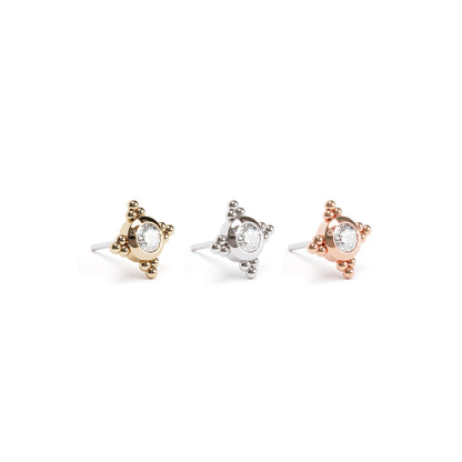 Tiny 14K Gold Diamond Beaded Threadless End
