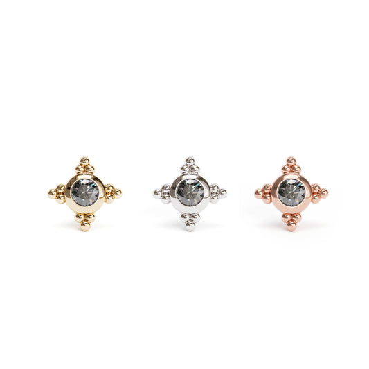 Tiny 14K Gold Black Diamond Beaded Threadless End