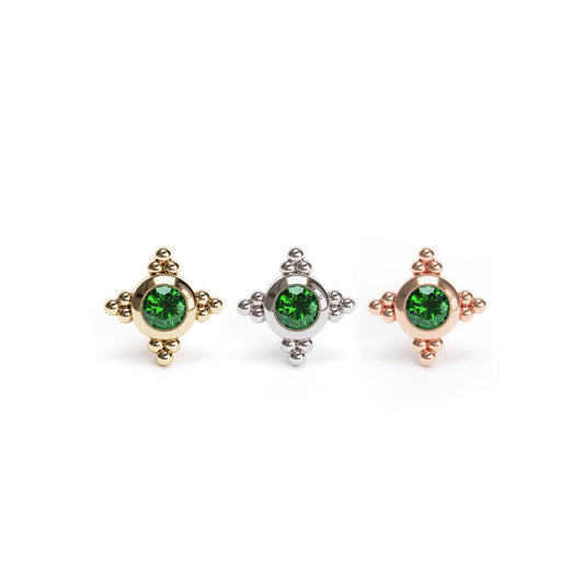 Tiny 14K Gold Emerald Beaded Threadless End