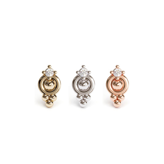 14K Gold Prong-Set Diamond Beaded Threadless End