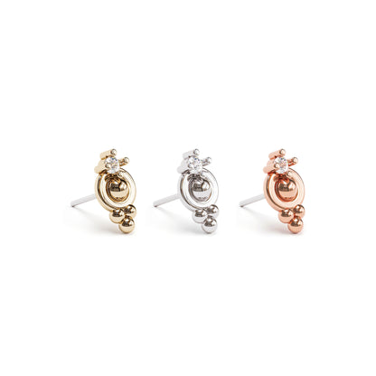 14K Gold Prong-Set Diamond Beaded Threadless End