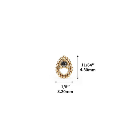 14K Gold Black Diamond Beaded Teardrop Threadless End