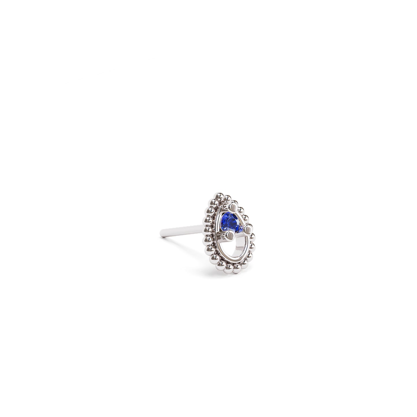 14K Gold Sapphire Beaded Teardrop Threadless End
