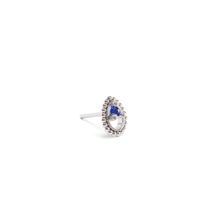 14K Gold Sapphire Beaded Teardrop Threadless End
