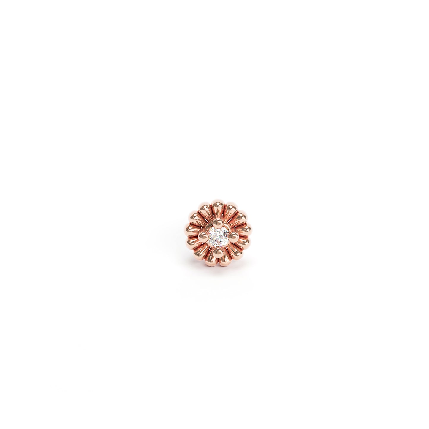 14K Gold Diamond Abstract Floral Threadless End