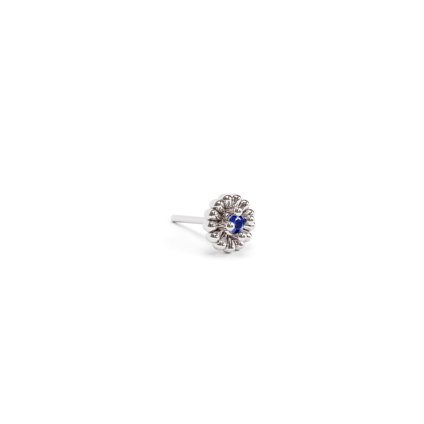 14K Gold Sapphire Abstract Floral Threadless End
