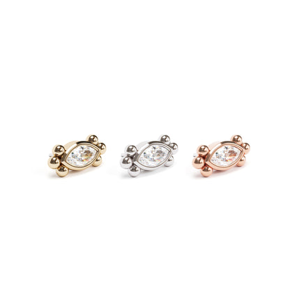 14K Gold Marquise Diamond Beaded Threadless End