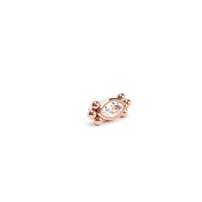 14K Gold Marquise Diamond Beaded Threadless End