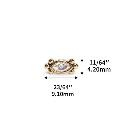 14K Gold Marquise Diamond Beaded Threadless End