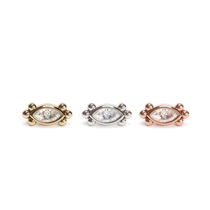 14K Gold Marquise Diamond Beaded Threadless End