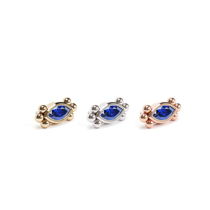 14K Gold Marquise Sapphire Beaded Threadless End