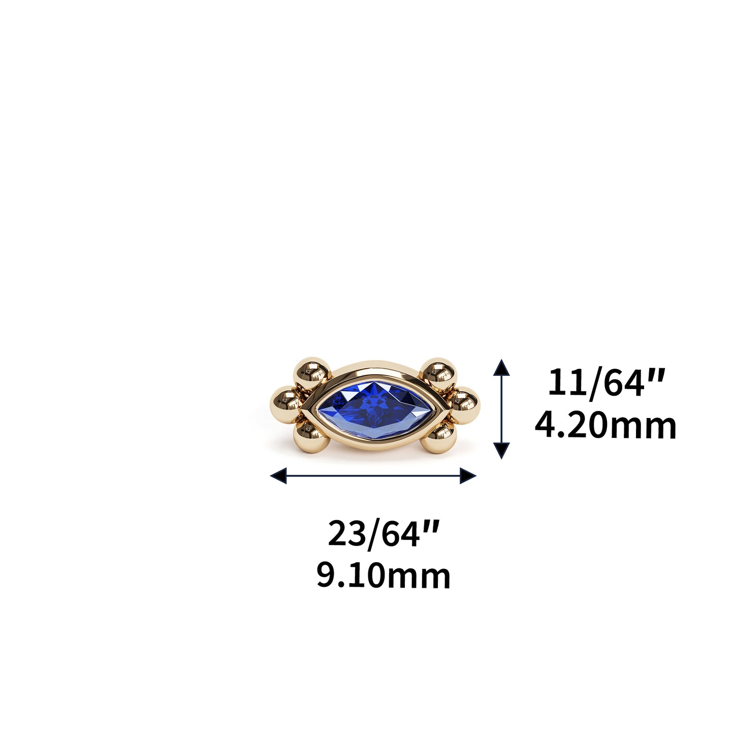 14K Gold Marquise Sapphire Beaded Threadless End