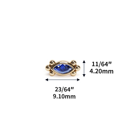 14K Gold Marquise Sapphire Beaded Threadless End